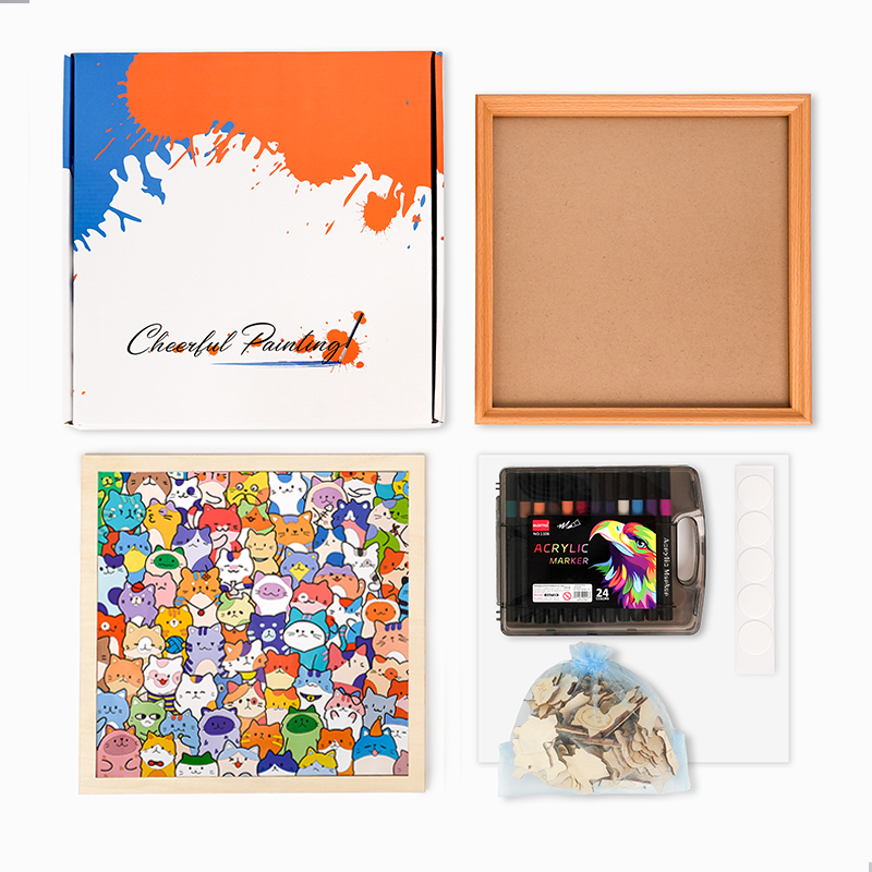 Réunion de créatures poilues - Puzzle en bois à colorier