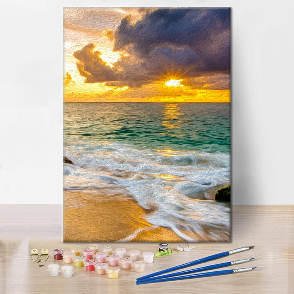 Coucher de soleil coloré sur la plage - Peinture par numéros