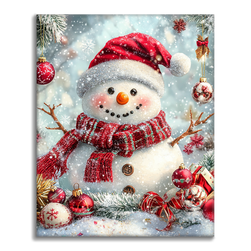 Figurine de Noël enneigée - Peinture par numéros