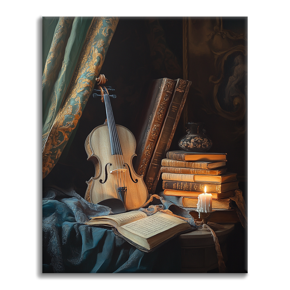 Livre et violon - Peinture par numéros