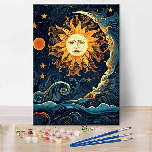 Le soleil et la lune dansent ensemble – Peinture par numéros