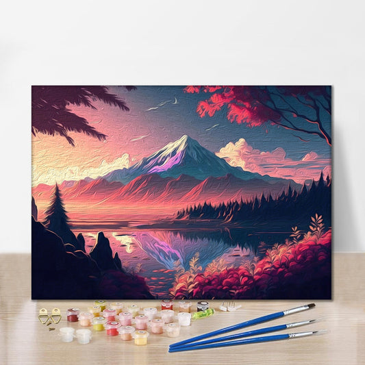 Chaîne de montagnes au coucher du soleil – Peinture par numéros