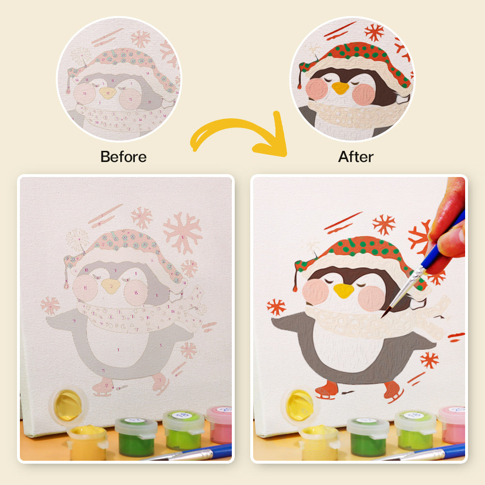 Pingouin de Noël – Peinture par numéros