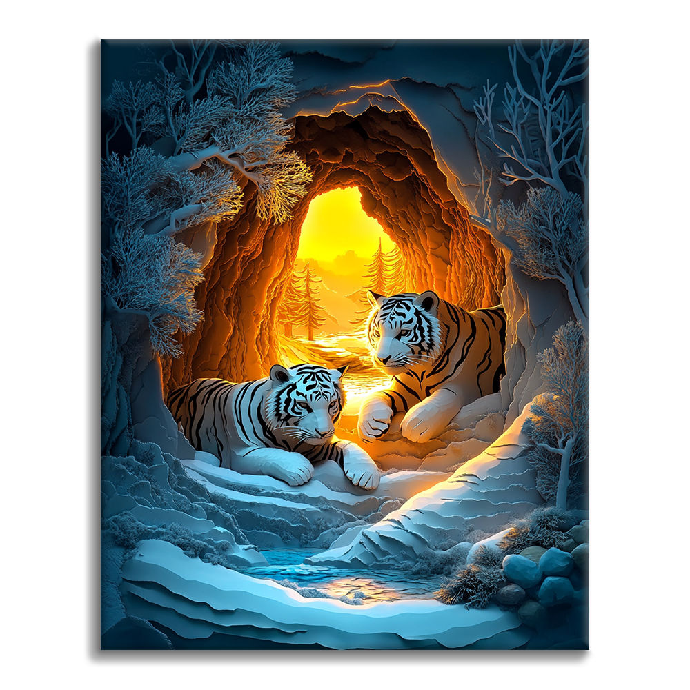 Tigre d'hiver - Peindre par numéros