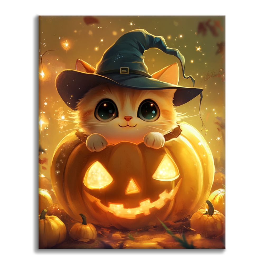 Chaton citrouille – Peinture par numéros