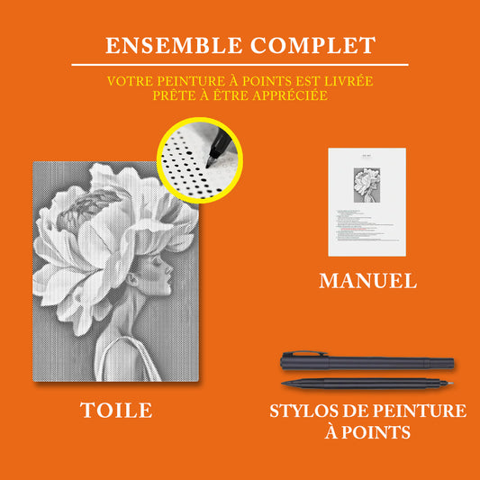 Fleur et femme - Peinture à Points