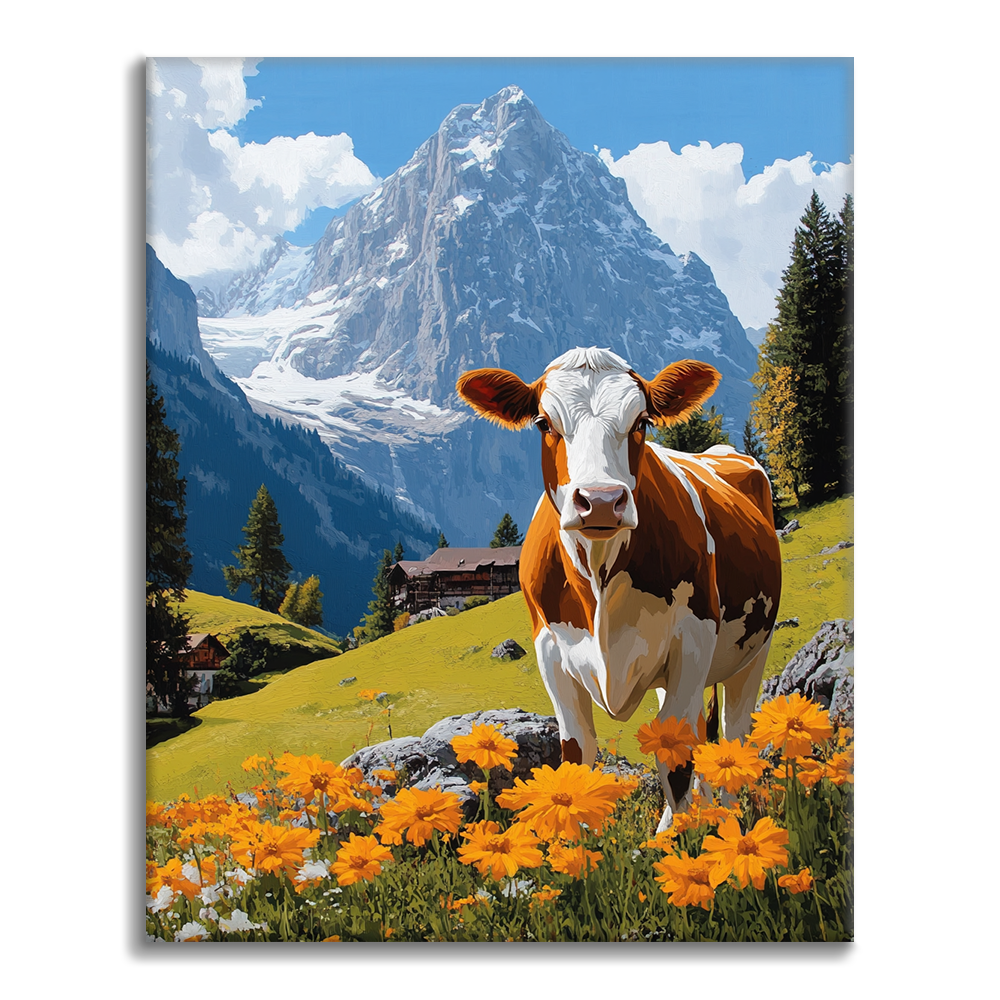 Vache Suisse - Peinture par Numéros