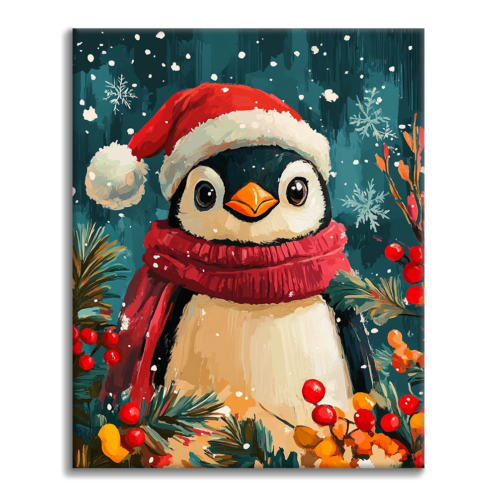 Pingouin de Noël - Peinture par numéros