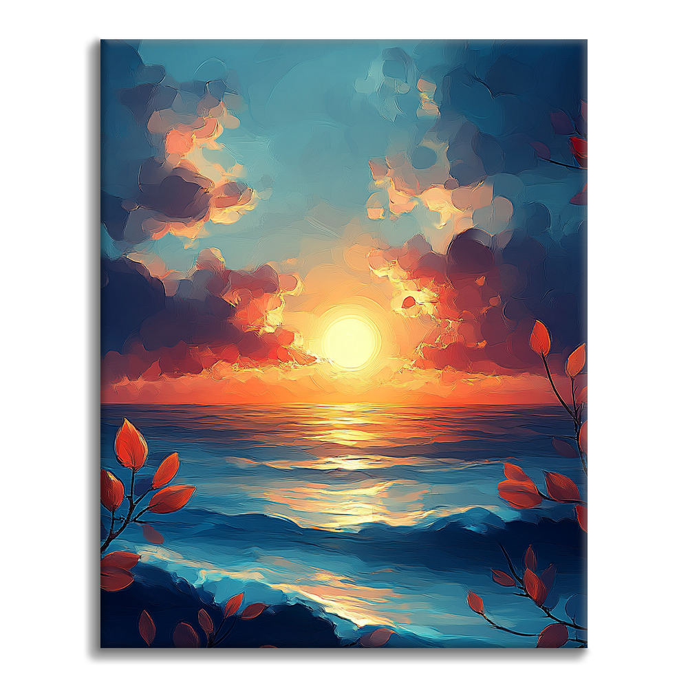 Coucher de soleil sur la mer – Peinture par numéros