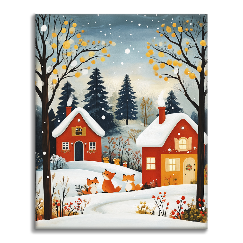 Les renards en hiver - Peinture par numéros