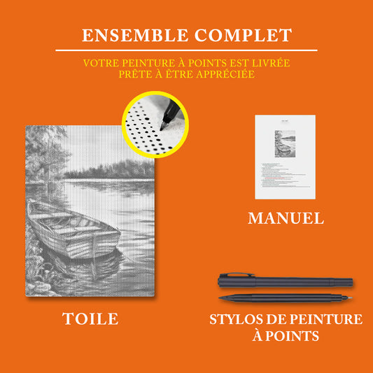 Bateaux sur le lac - Peinture à Points