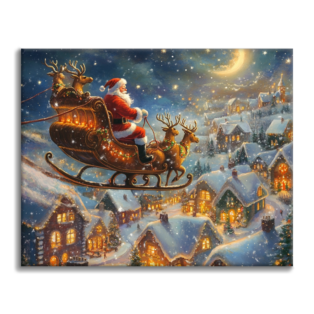 Père Noël et son traîneau – Peinture par numéros