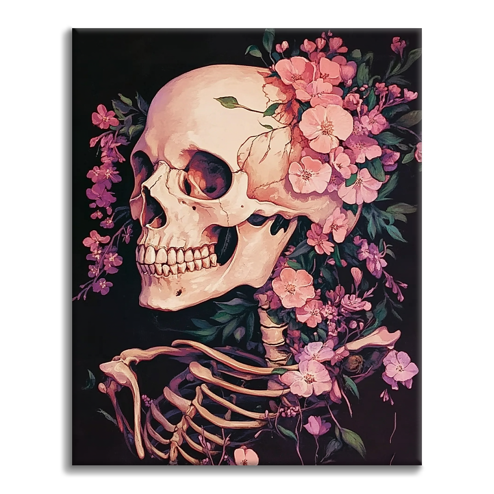 Crâne fleuri – Peinture par numéros