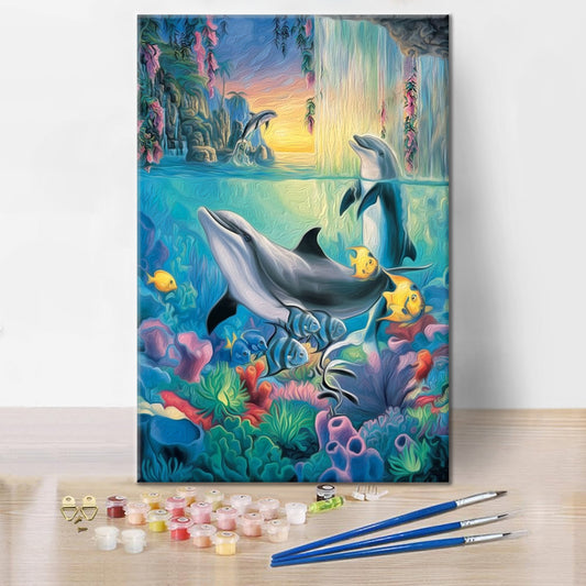 Dessin de dauphin sauteur – Peinture par numéros