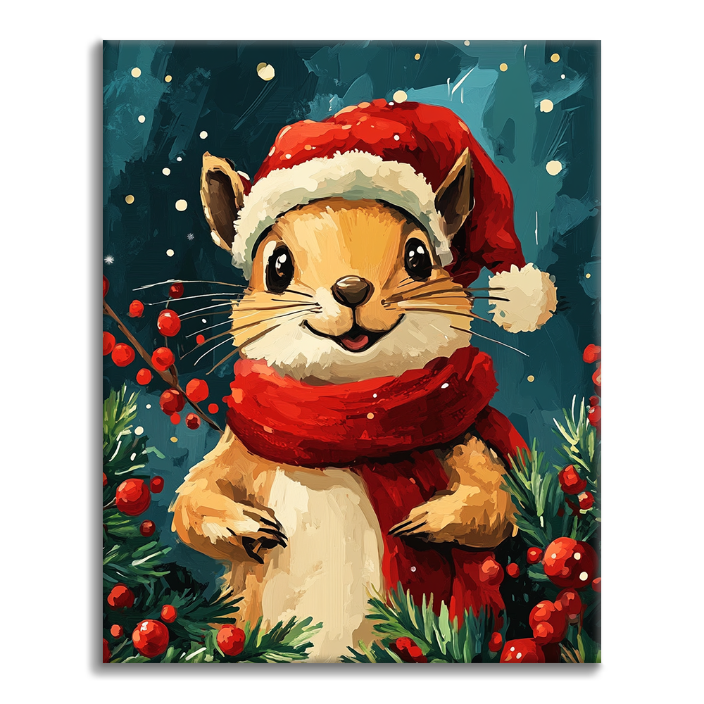 Écureuil de Noël - Peinture par numéros