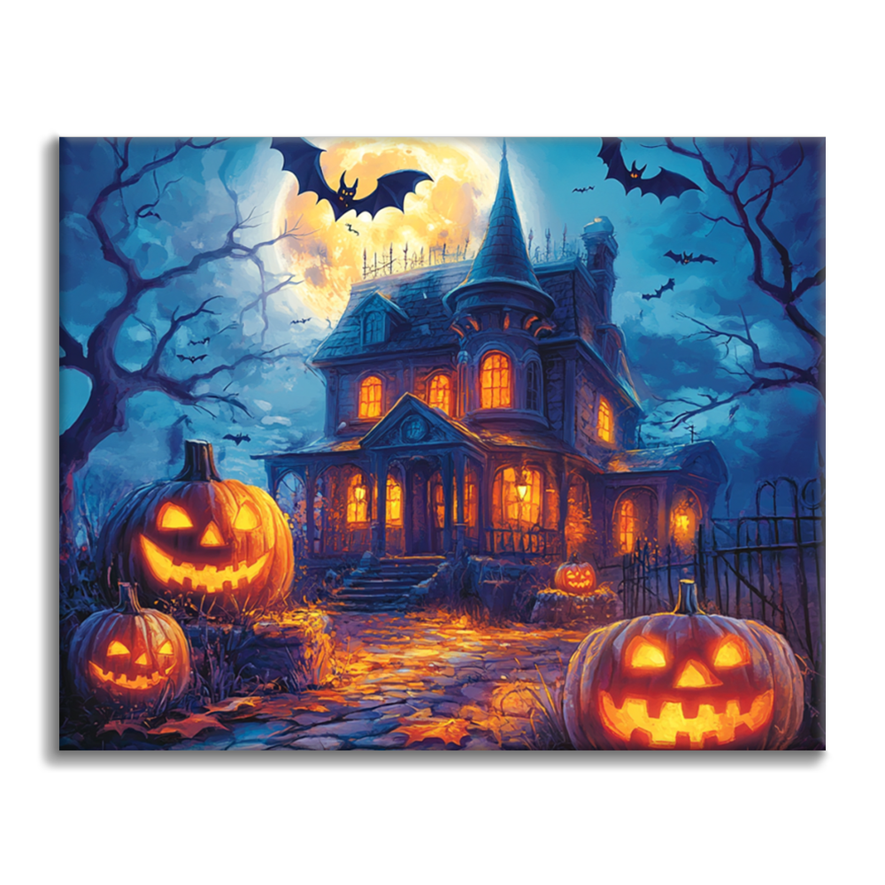 La maison hantée aux citrouilles – Peinture par numéros