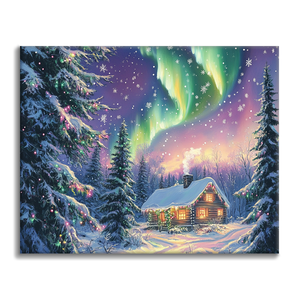Noël et aurore - Peinture par numéros