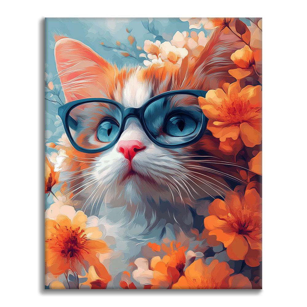 Chat avec des lunettes - Peinture par numéros