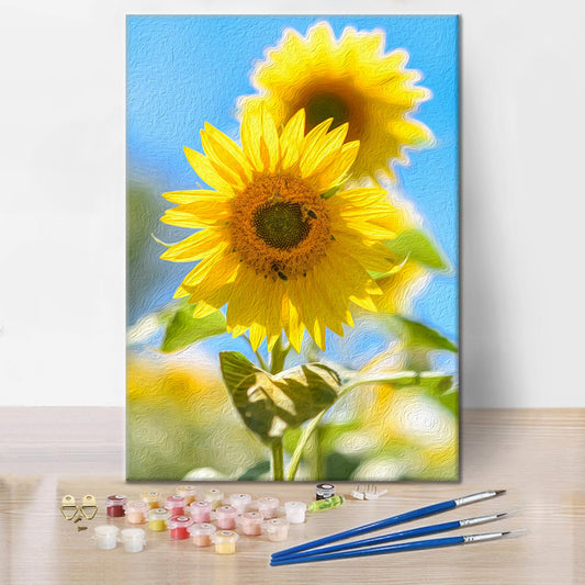 Un tournesol jaune – Peinture par numéros