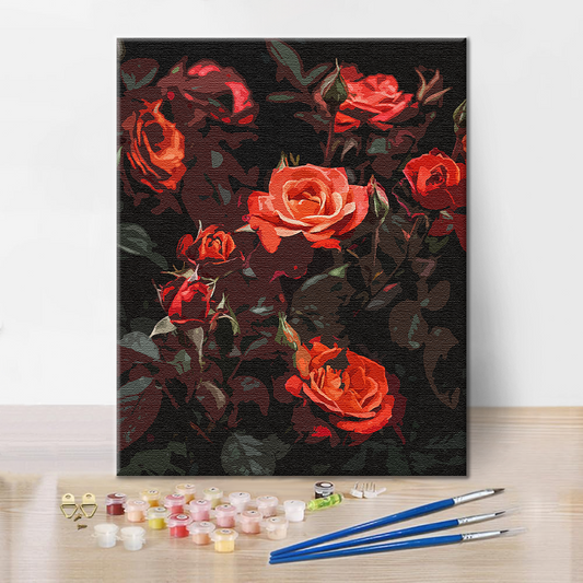 Crimson Elegance – Peinture par numéros