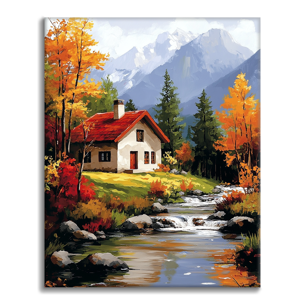 Tranquillité rurale aux teintes d'automne - Peinture par numéros