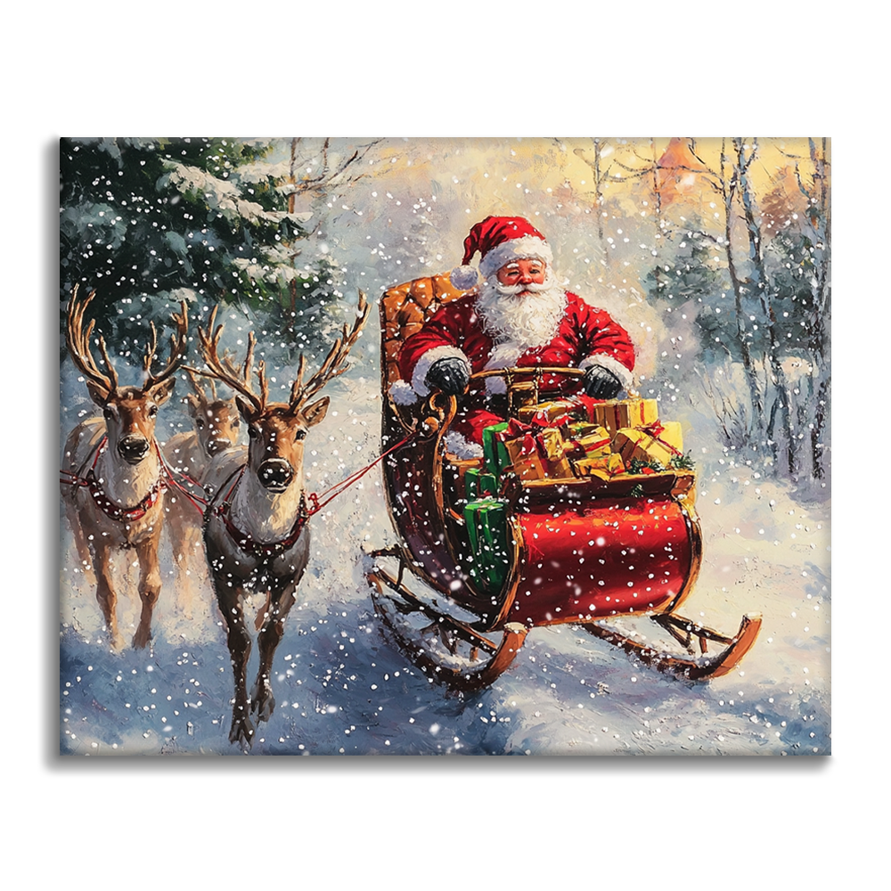 Père Noël et élan - Peinture par numéros