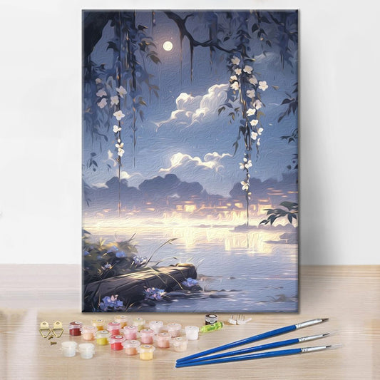 La famille au clair de lune - Peinture par numéros