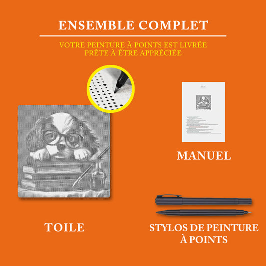 Adorable chiot lecteur - Peinture à Points