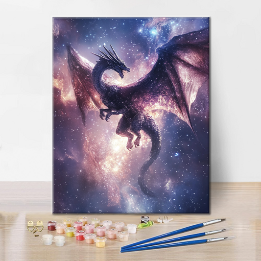 Vol du dragon dans la nuit étoilée – Peinture par numéros