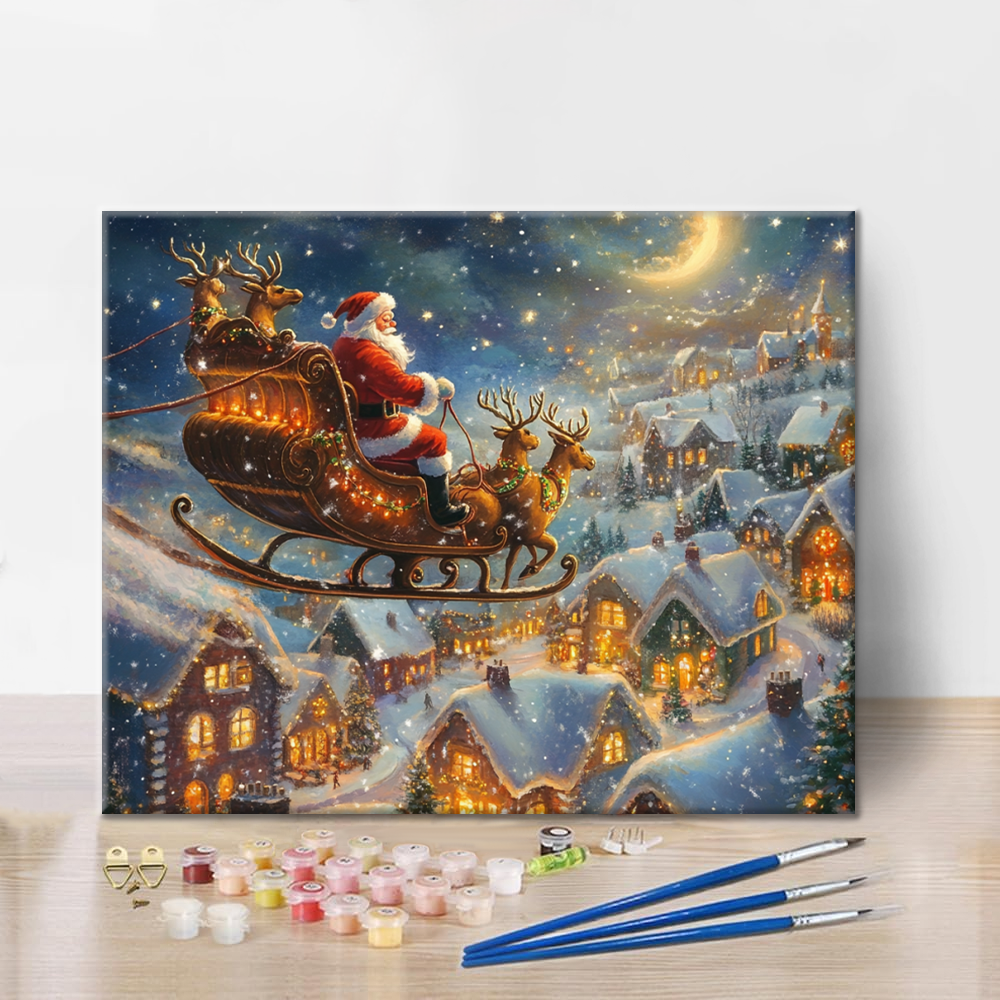 Père Noël et son traîneau – Peinture par numéros