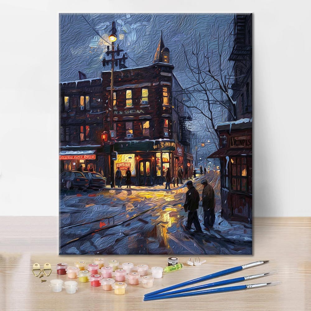 Dusk City Corner – Peinture par numéros
