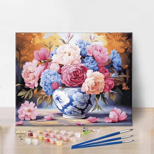 Vase pivoine – Peinture par numéros
