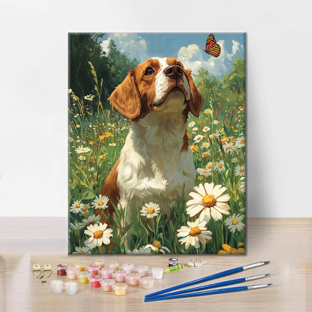 Chien et papillon – Peinture par numéros
