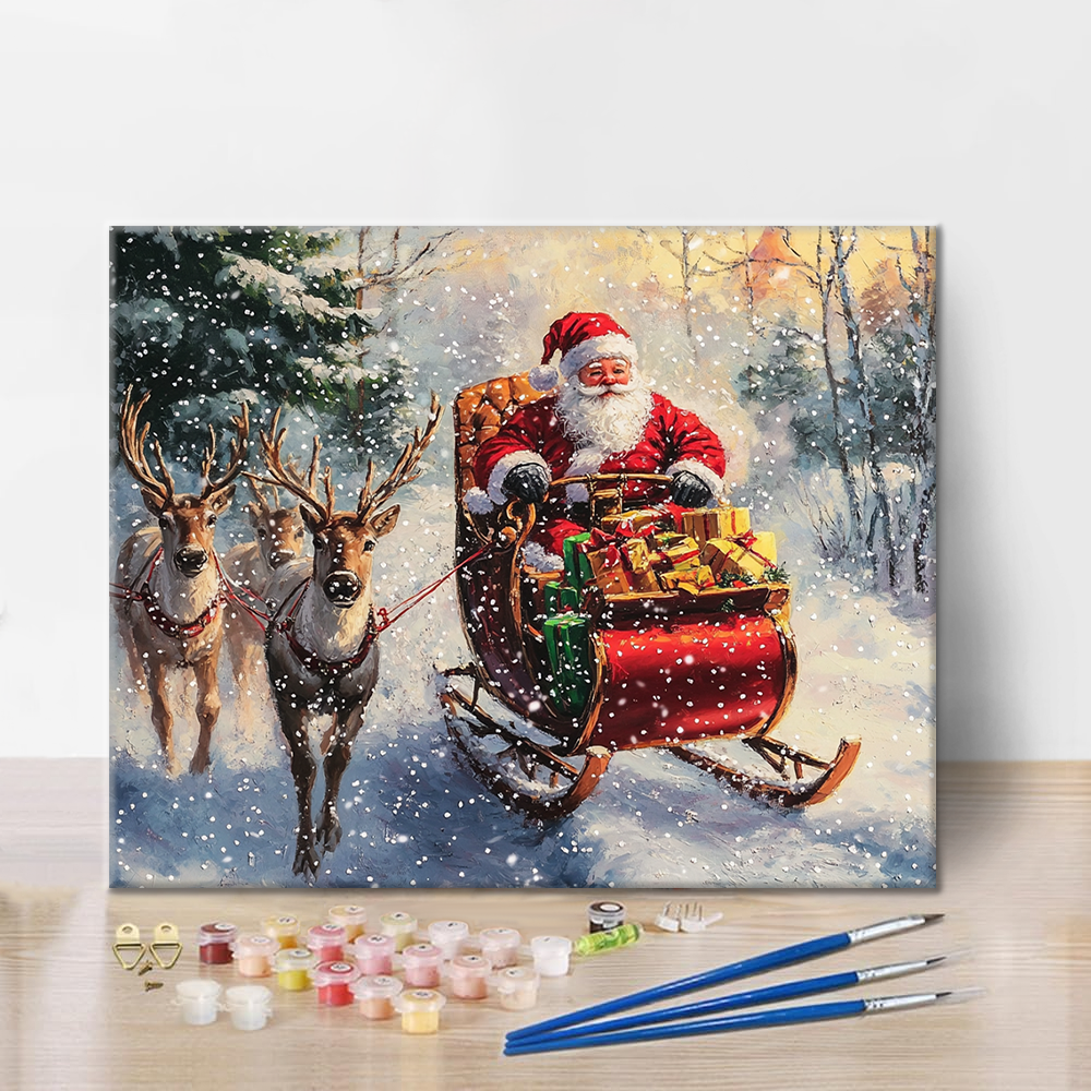 Père Noël et élan - Peinture par numéros