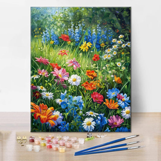 Fleurs sauvages au bord de la route – Peinture par numéros
