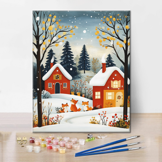 Les renards en hiver - Peinture par numéros