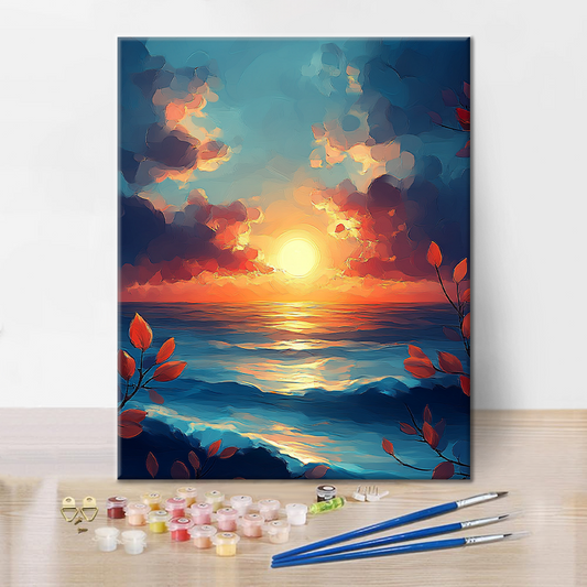 Coucher de soleil sur la mer – Peinture par numéros
