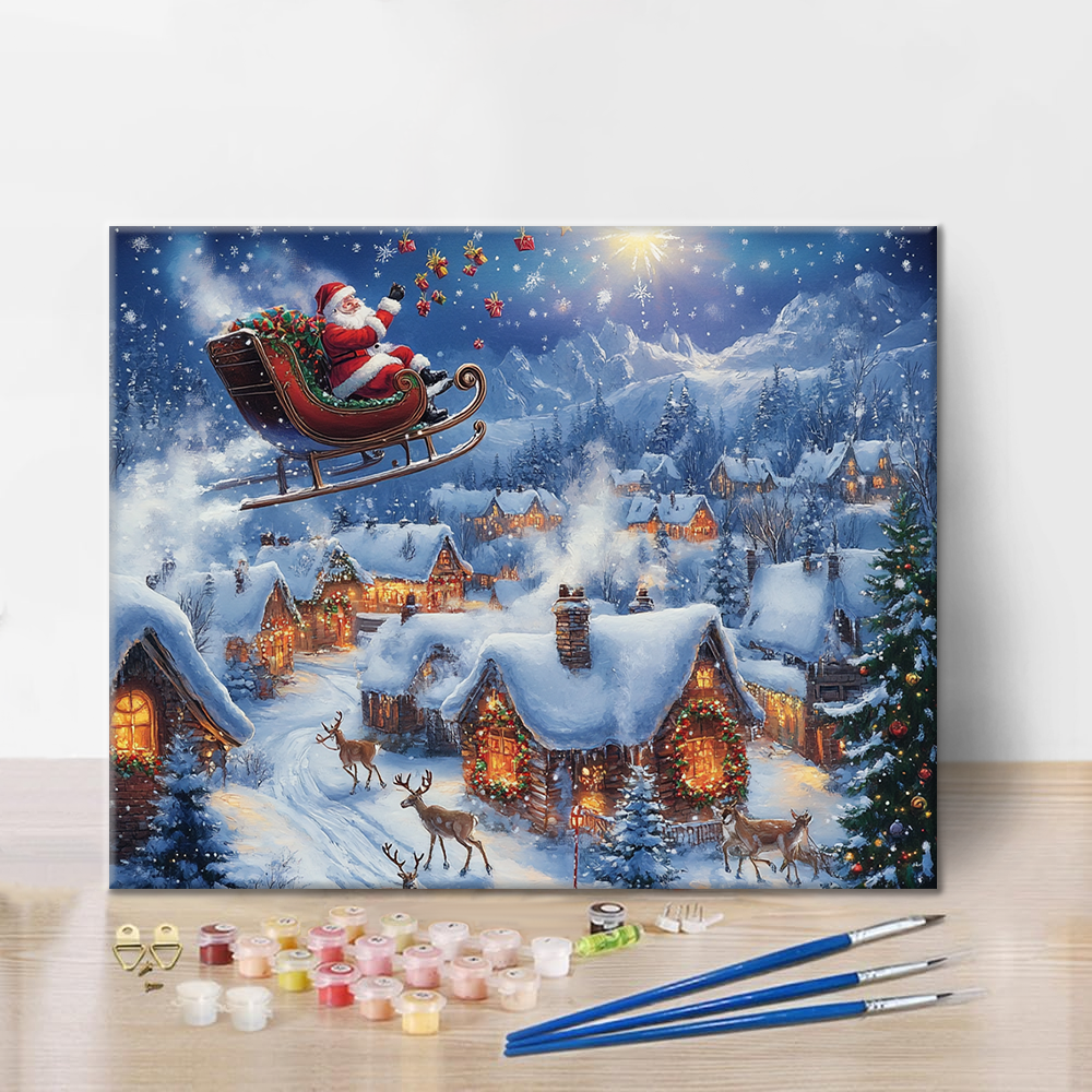 Vol d'hiver du Père Noël - Peinture par numéros