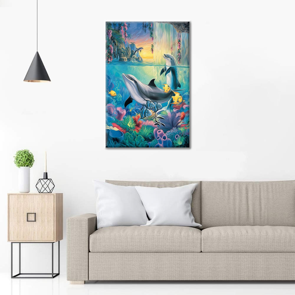 Dessin de dauphin sauteur – Peinture par numéros