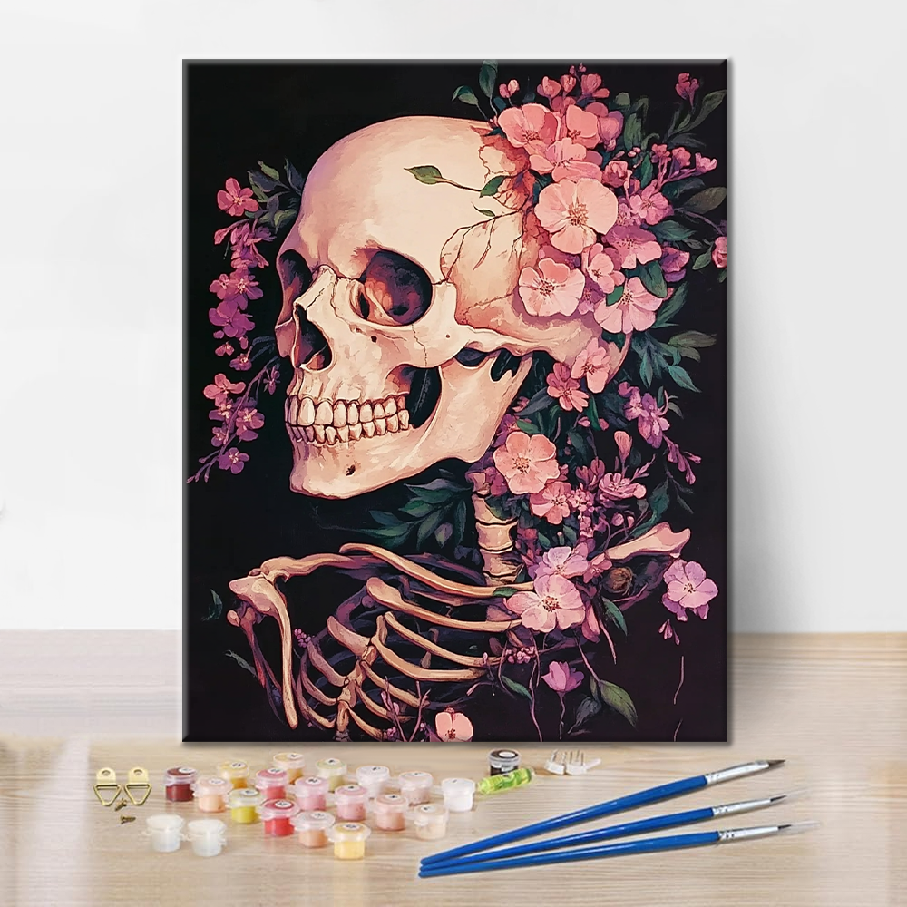 Crâne fleuri – Peinture par numéros
