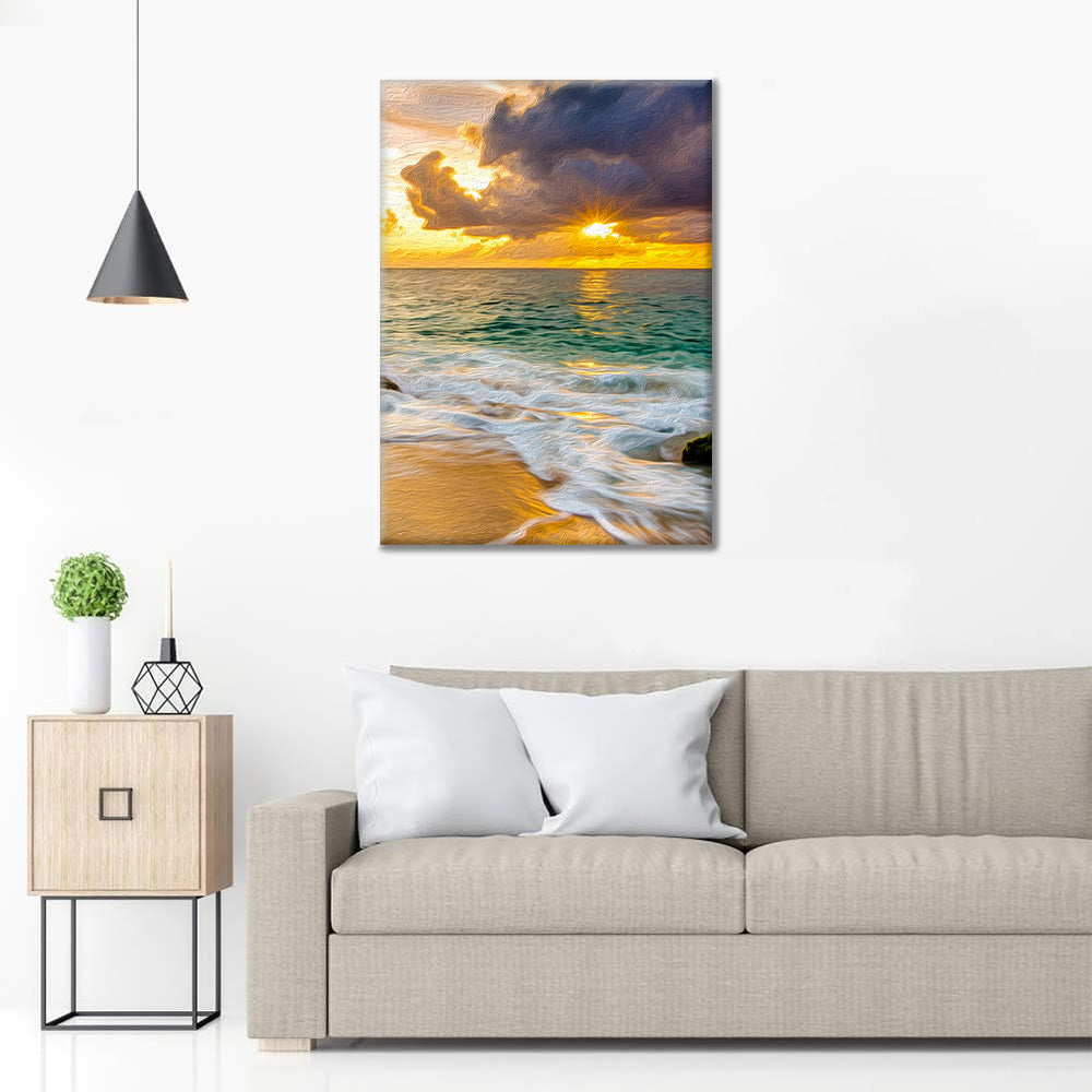 Coucher de soleil coloré sur la plage - Peinture par numéros