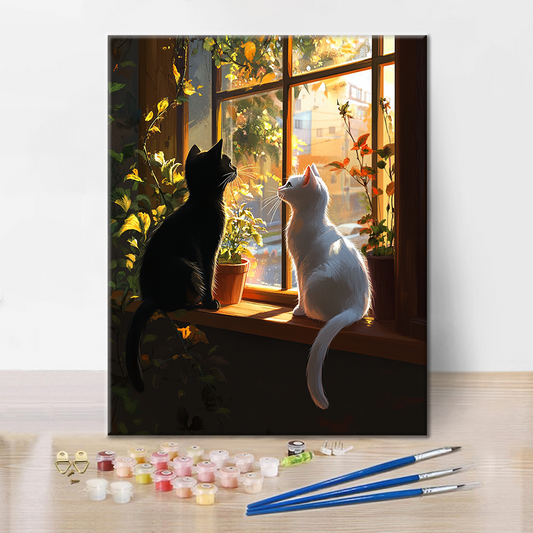 Chat à la fenêtre – Peinture par numéros