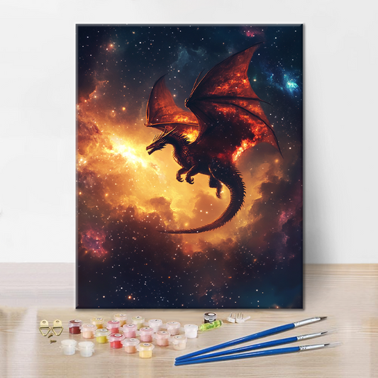 Dragon cosmique flamboyant – Peinture par numéros
