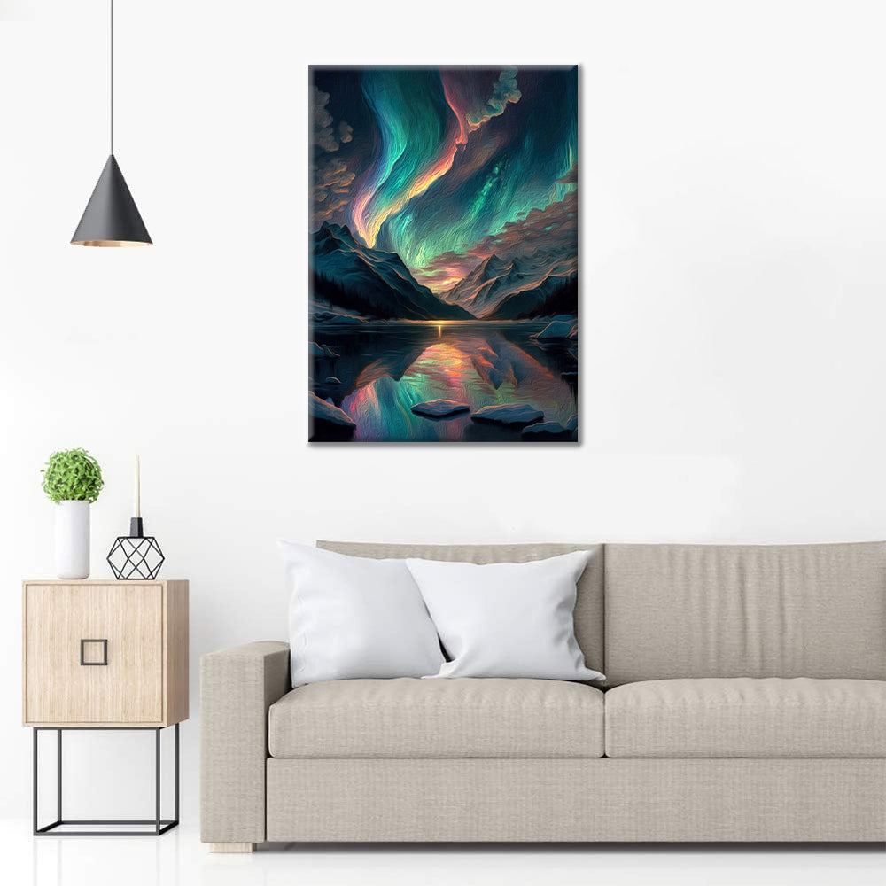 Aurores boréales colorées – Peinture par numéros