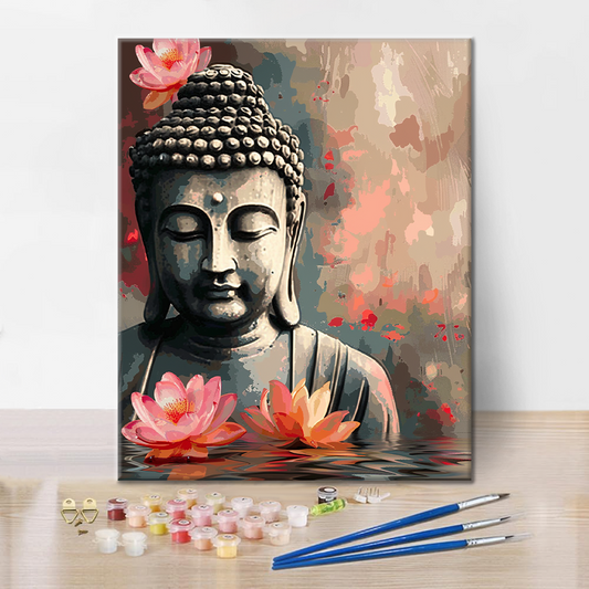 Bouddha avec fleur - Peinture par numéros