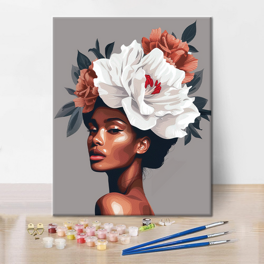 Femme aux cheveux fleuris - Peinture par numéros
