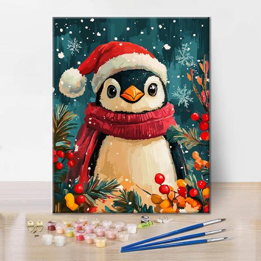 Pingouin de Noël - Peinture par numéros