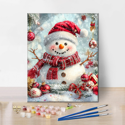 Figurine de Noël enneigée - Peinture par numéros