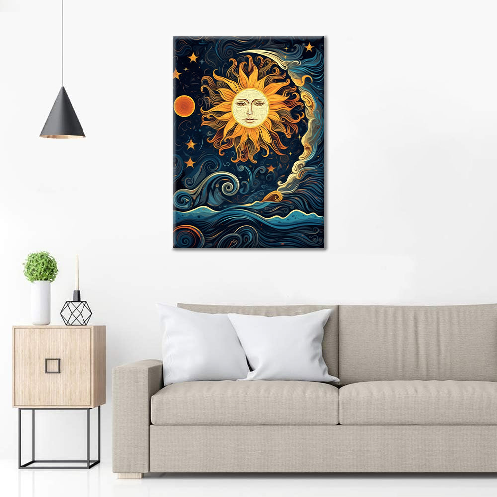 Le soleil et la lune dansent ensemble – Peinture par numéros
