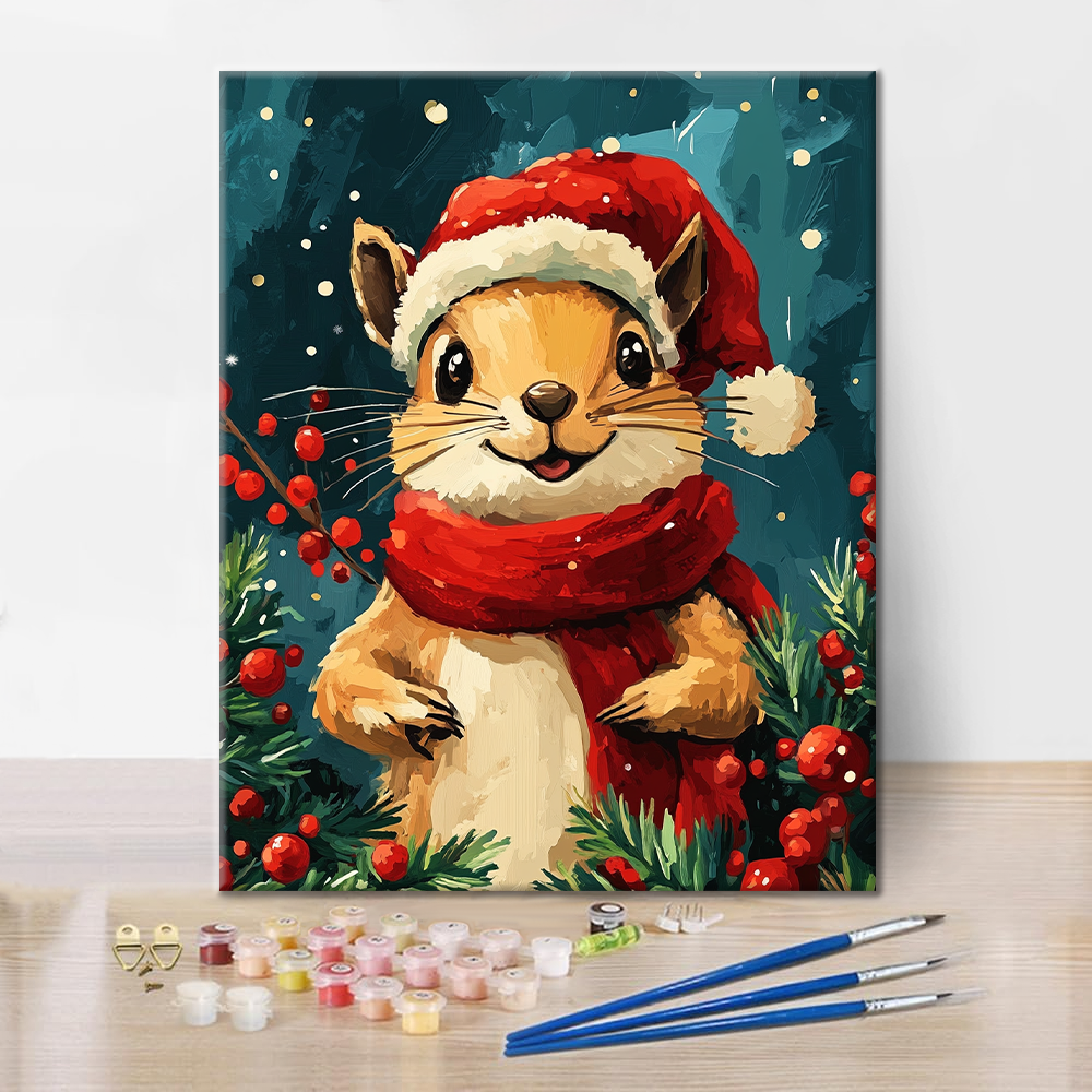 Écureuil de Noël - Peinture par numéros